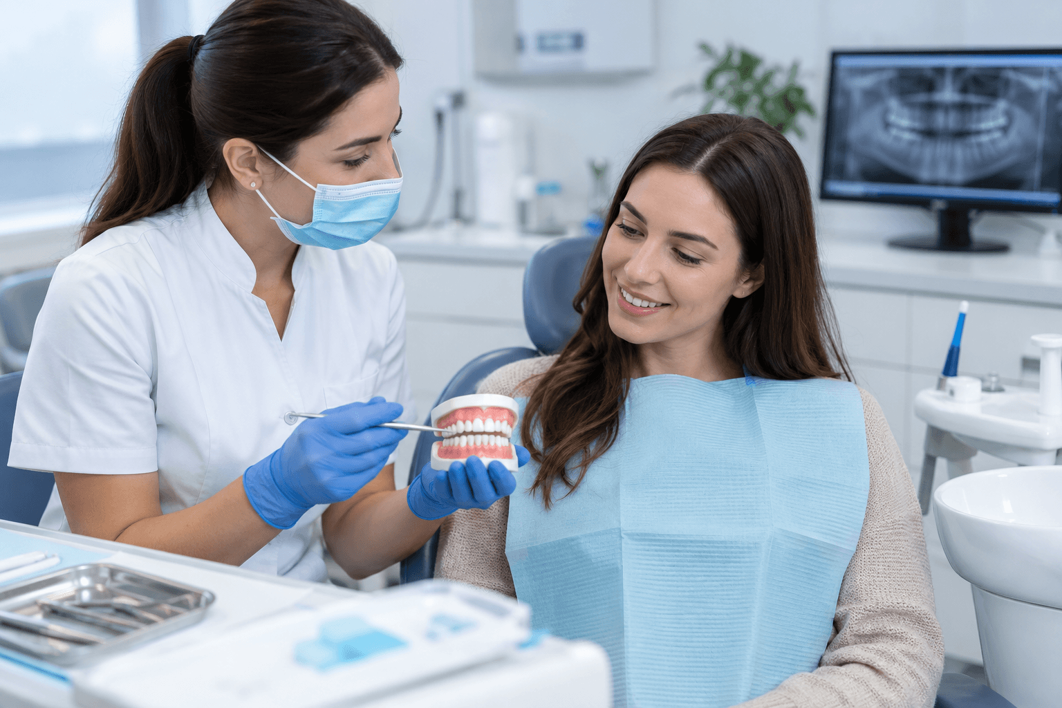Dental professional discussing the next steps for teeth whitening treatment